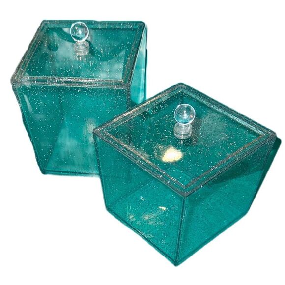 Macbeth Collection Silver Glitter Beauty Essentials Organizer Set 2 Jars & Tray - Picture 11 of 11